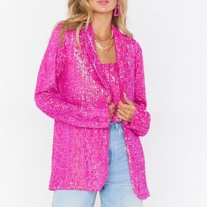 Hot pink sequin blazer